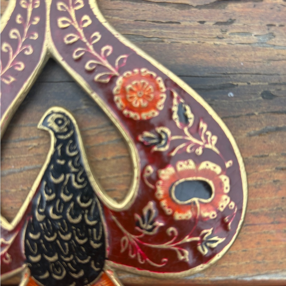 Vintage 1970s “Made in India” Enamel Peacock Pendant Necklace - Picture 4 of 5